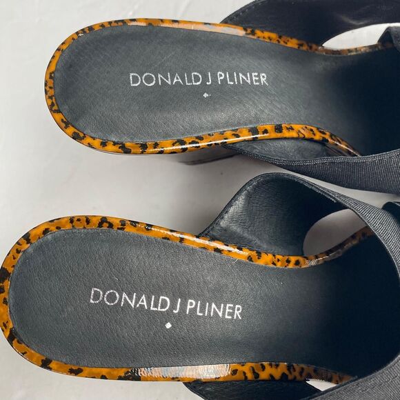 Donald Pliner Hedi Women's 8 M Black Brown Cross Strap Animal Print Wedge Sandal - Picture 10 of 11